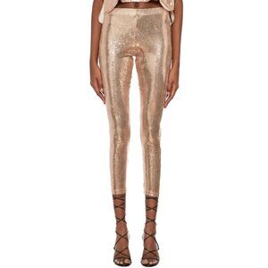 NOSTRASANTISSIMA Women's Sequin Embellished Slim Fit Trousers Women GOLD Pants